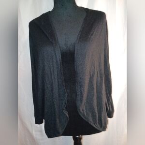 89th & Madison Black Open-Front Cardigan